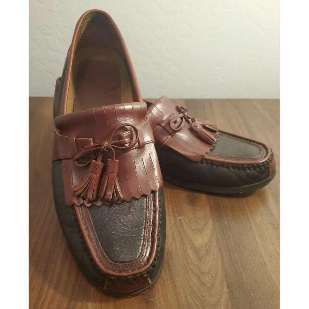 Murphy Mens 10.5 Black Brown Tassel Leather Slip-On Dress Loafers 59 11000 Shoes